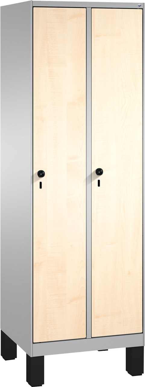 Picture of Garderobenschrank einteilig, 2 Fach S3000 Evolo mit 300 mm, MDF Dekortüren, mit Füssen